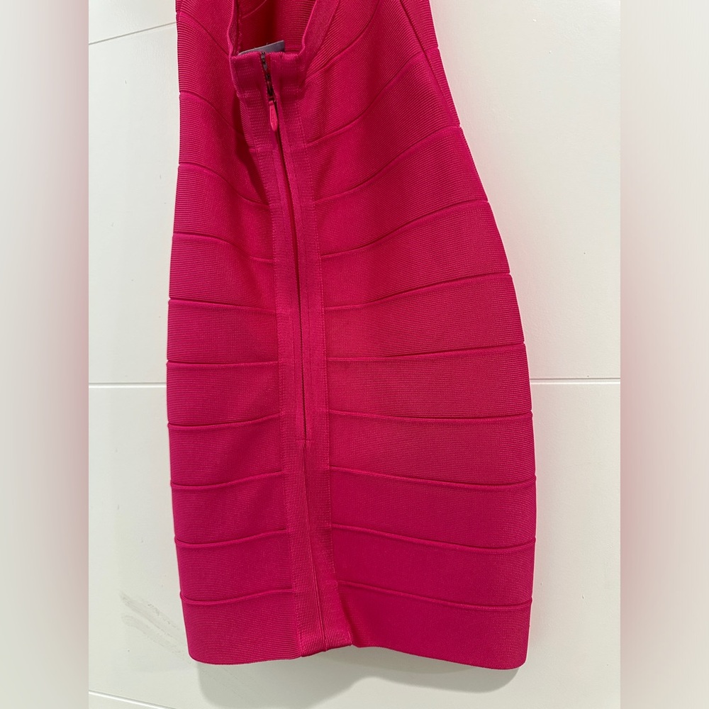 Hervé Léger Hot Pink Bandage Halter Mini Dress | Size M - Picture 11 of 12